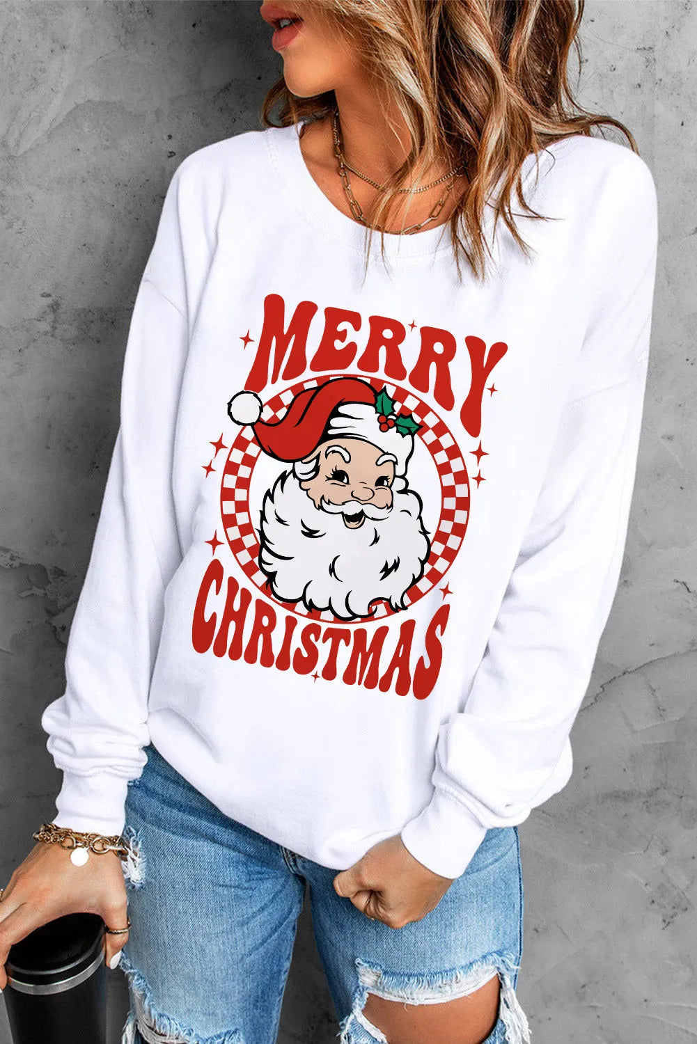 Josefina | Long sleeve crew neck sweatshirt with Santa graphic