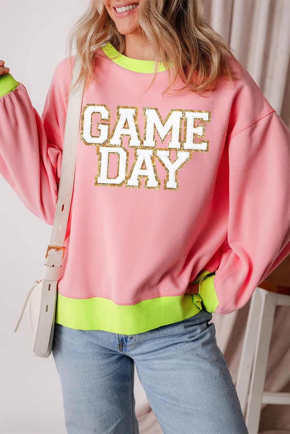 Ana | Long sleeve crew neck sweatshirt with letter graphic