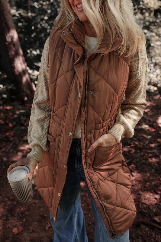 Silvia | Vest coat with zipper and buttons and pockets