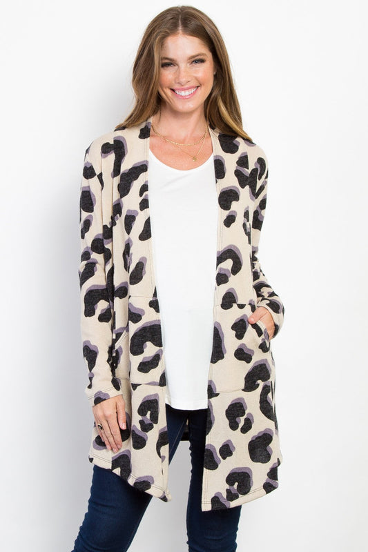 Carmen | Be Stage printed open front knit cardigan with pockets