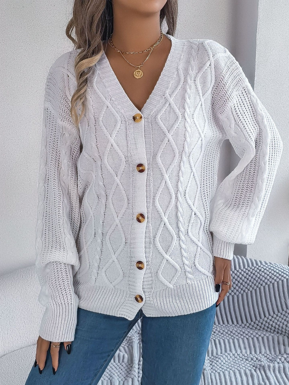 Stefanie | Cable knit cardigan with long sleeves