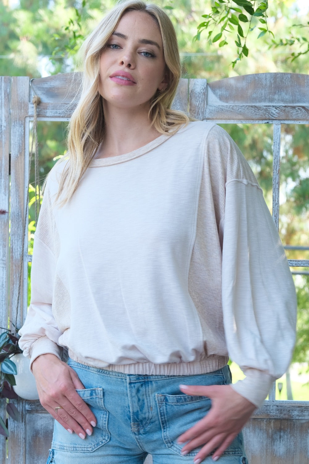 Emma | Hailey & Co rib and two-tone knit blend top