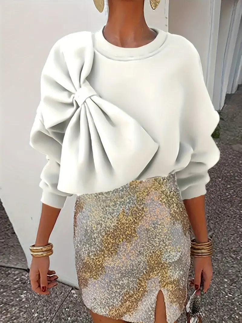 Nicole® | Oversized Cotton Sweater With Bow