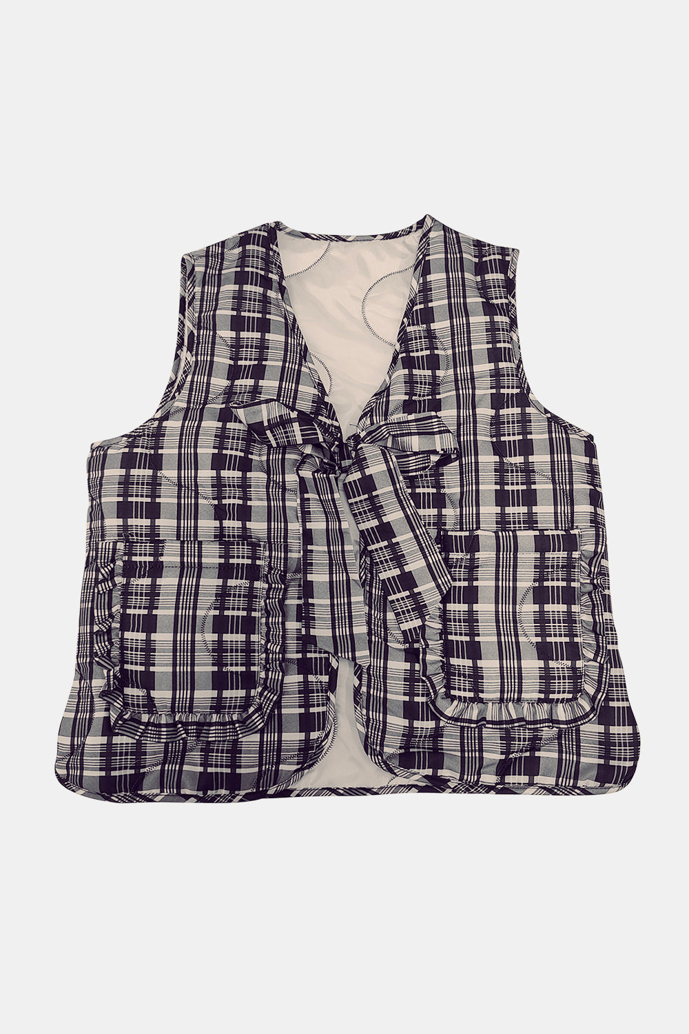Ornella | Knotted ruffle vest coat with pockets