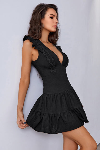 Backless High Waist Ruffle Cocktail Dress