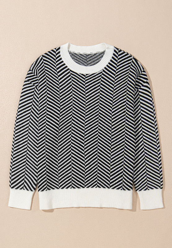 Silvia | Striped long-sleeved sweater with a crew neck