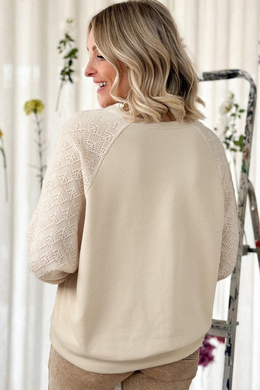Carolin | Women's sweater top with patchwork raglan sleeves