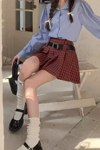 Plus Size Plaid Pleated Skirt