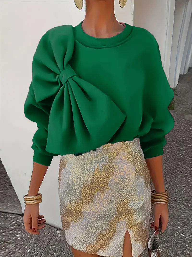 Nicole® | Oversized Cotton Sweater With Bow