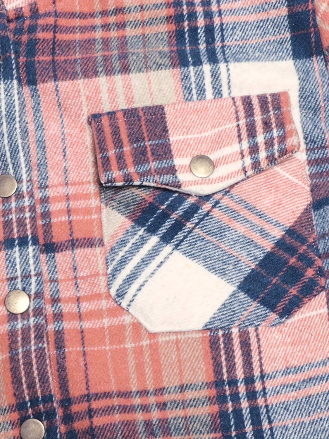 Wendy | Checked, long-sleeved hooded outerwear with snap fasteners