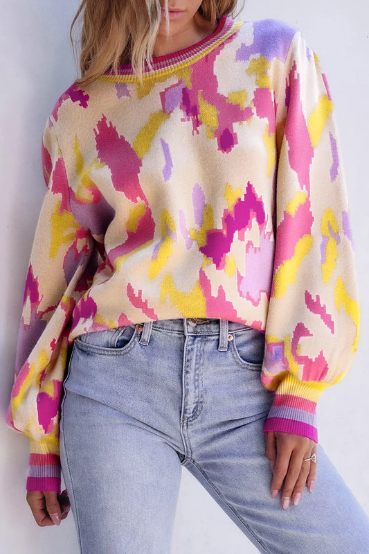 Kristina | Contrasting long-sleeved sweater with a crew neck
