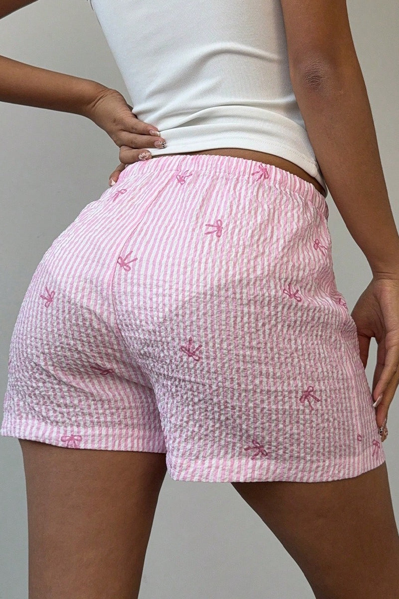 Casual Pink Stripe Wide Leg Shorts