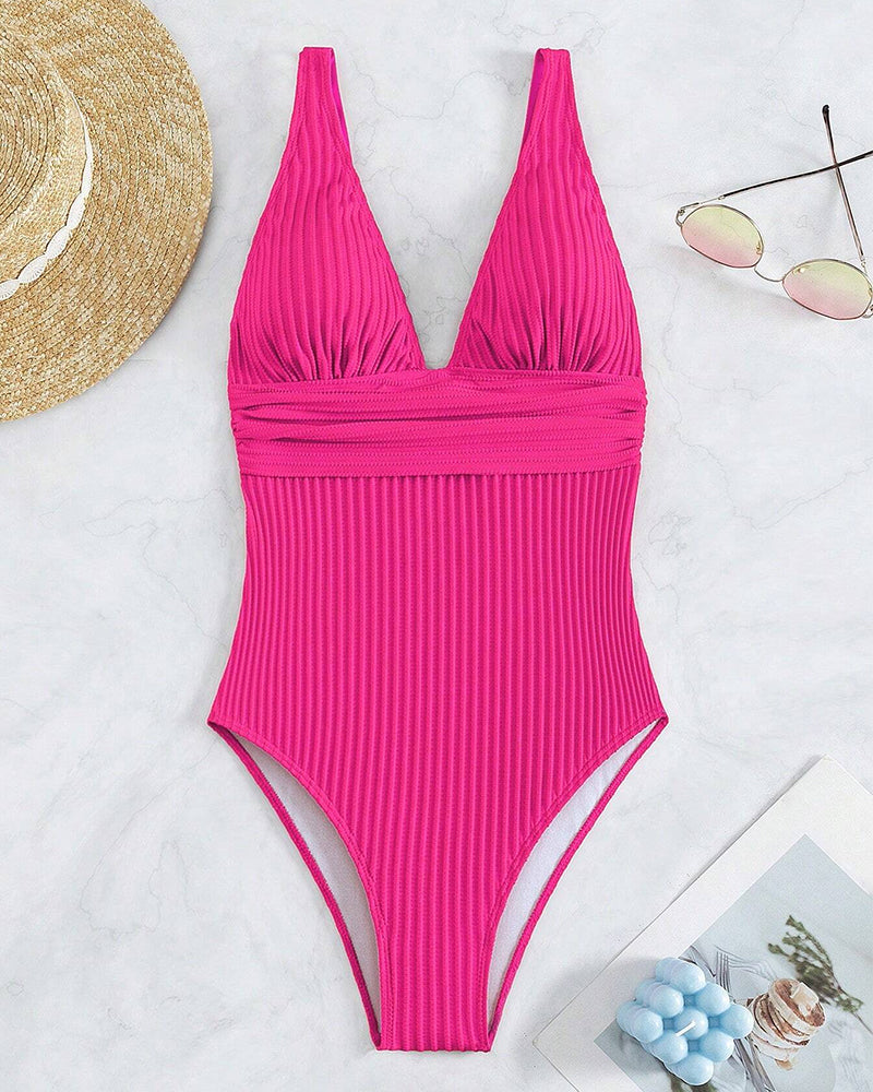 Krystel® | Ribbed, Solid-Colored Swimsuit