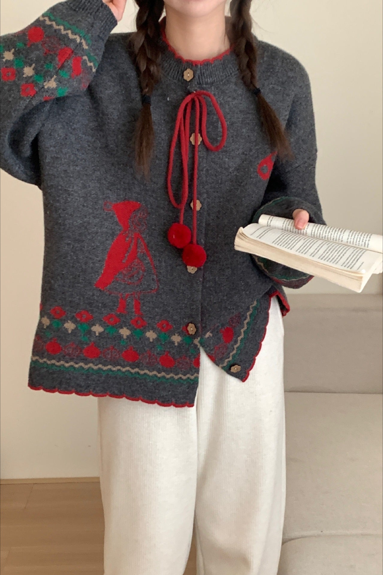 Pompom Oversized Cardigan