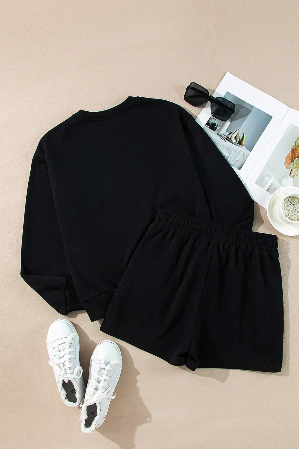 Noelia | MERRY sequined crew neck long sleeve top and shorts set