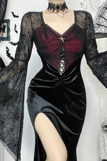 Halloween Flare Sleeve Gothic Dress