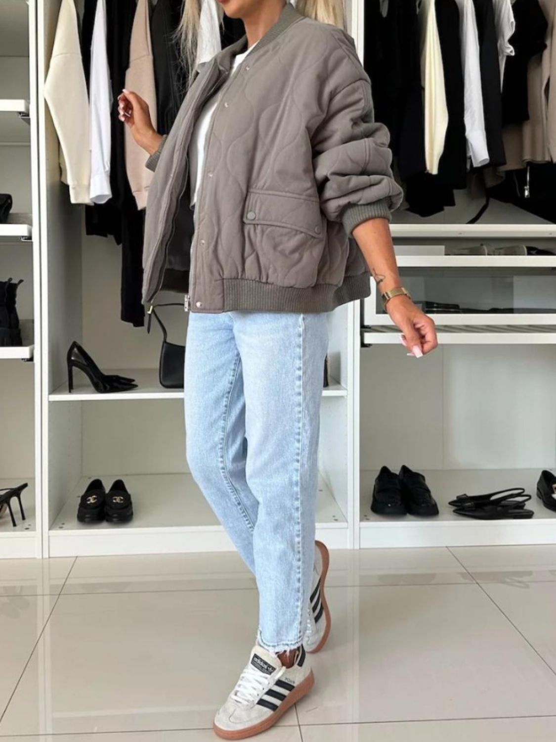 Juliana | Long-sleeved jacket with baseball collar and snap-down function