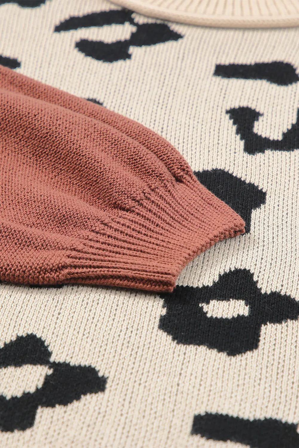 Renata | Long sleeve crew neck sweater with leopard print