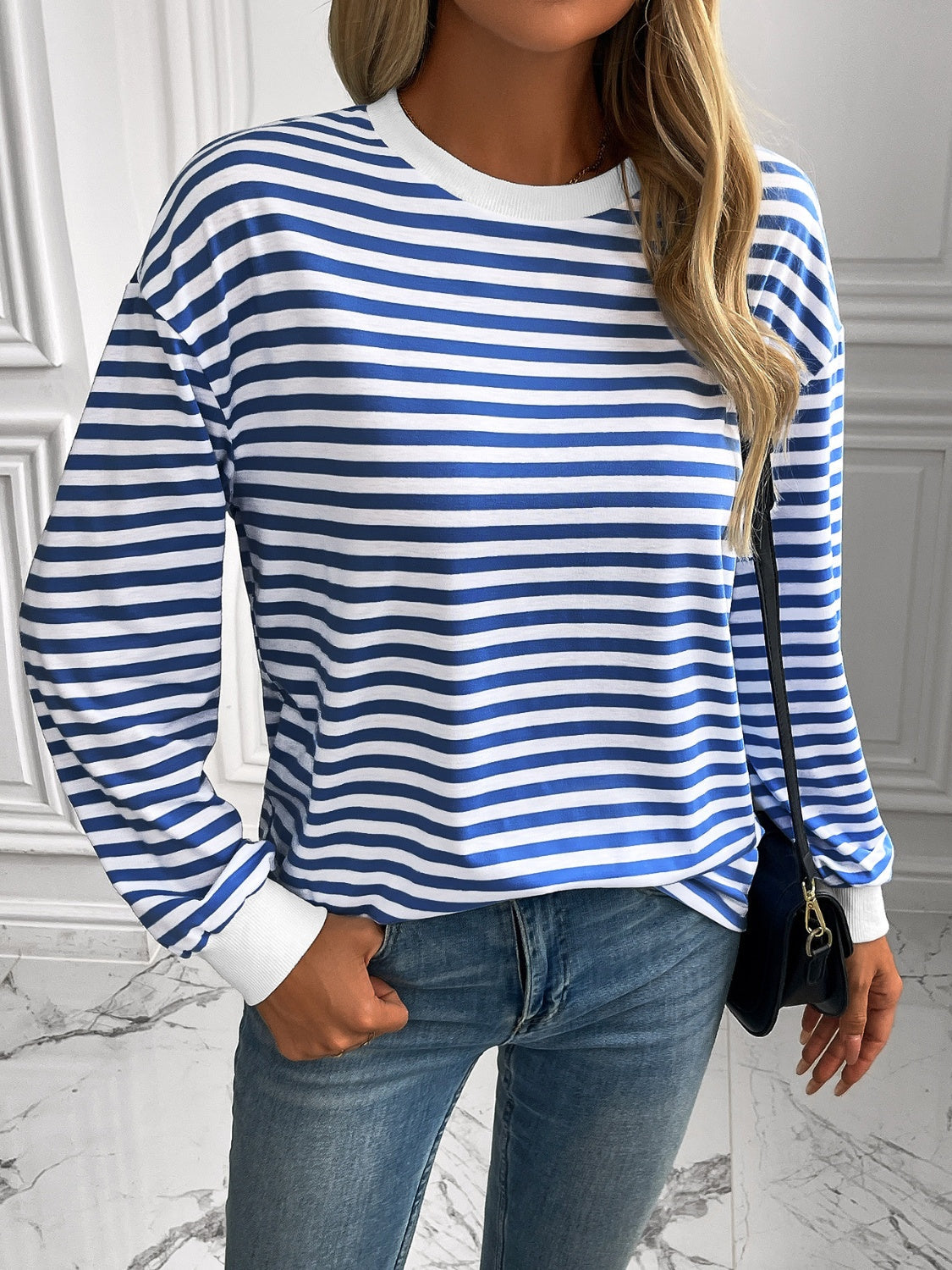 Constance | Ivy Lane striped long sleeve crew neck sweatshirt