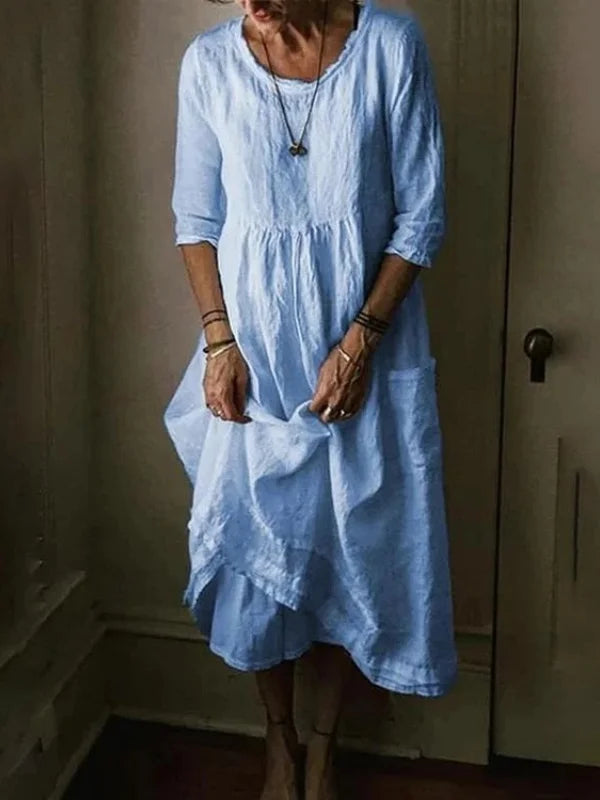 Gertrudis® | Round Neck, 3/4 Sleeves, Linen Blend