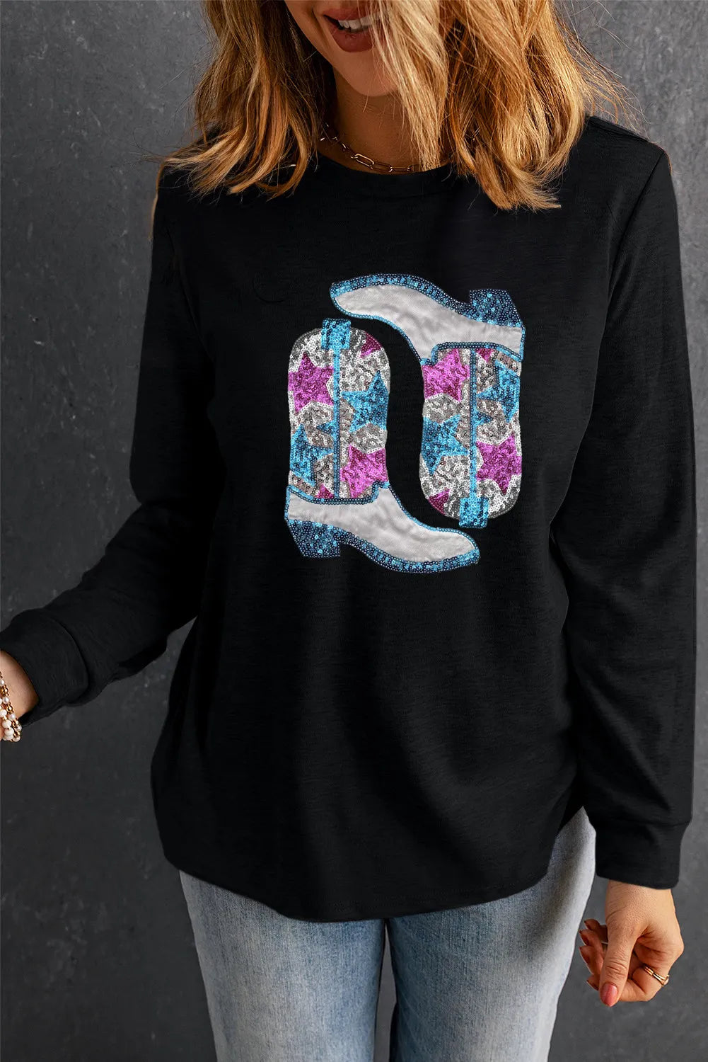 Jana | Boots crew neck long sleeve sweatshirt