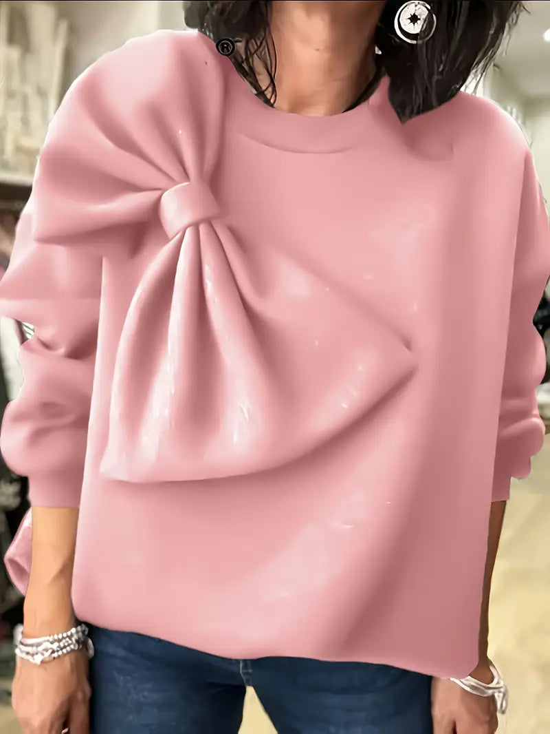 Nicole® | Oversized Cotton Sweater With Bow