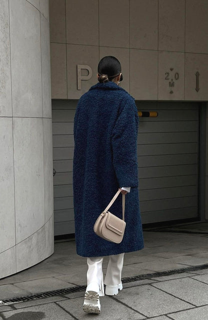 Elegant Office Lapel Plush Long Sleeve Coat