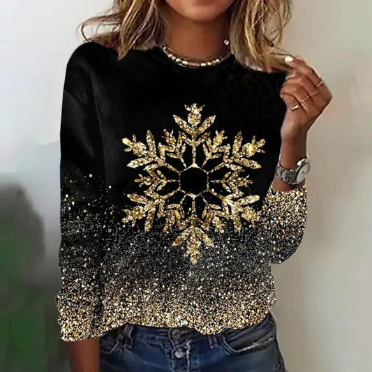 Viviana® | Women's long sleeve top with Sparkly Snowflake design