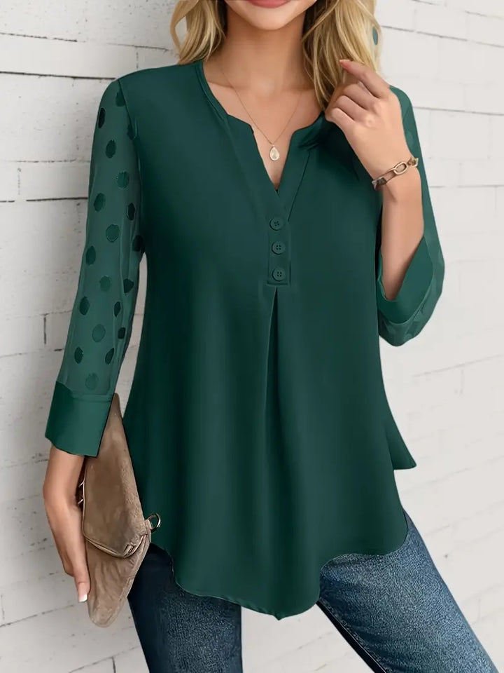 Erika® | Timelessly Elegant Plain Blouse With Button Closure At The Front