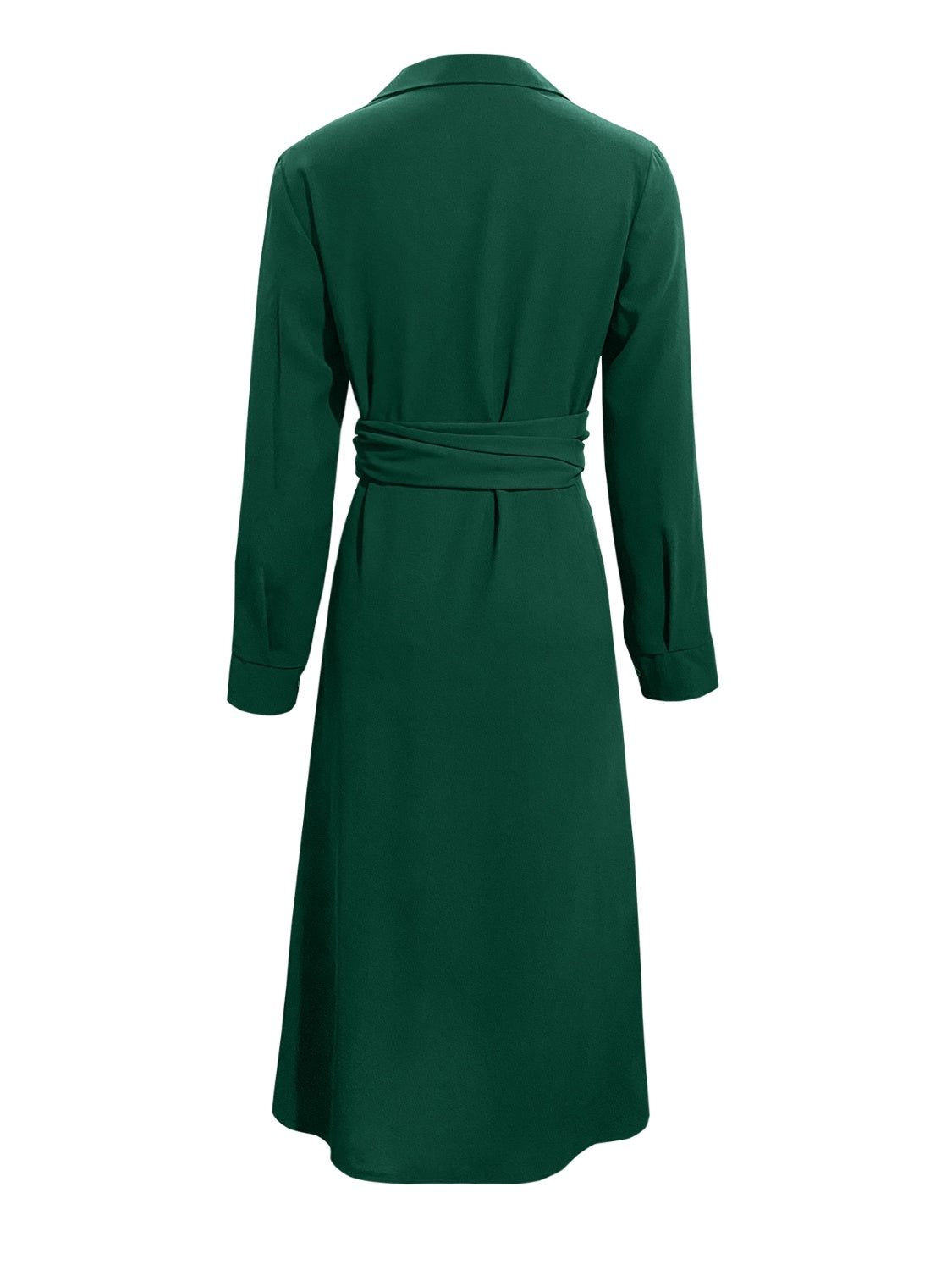Helga | Long-sleeved dress with a tie belt at the waist