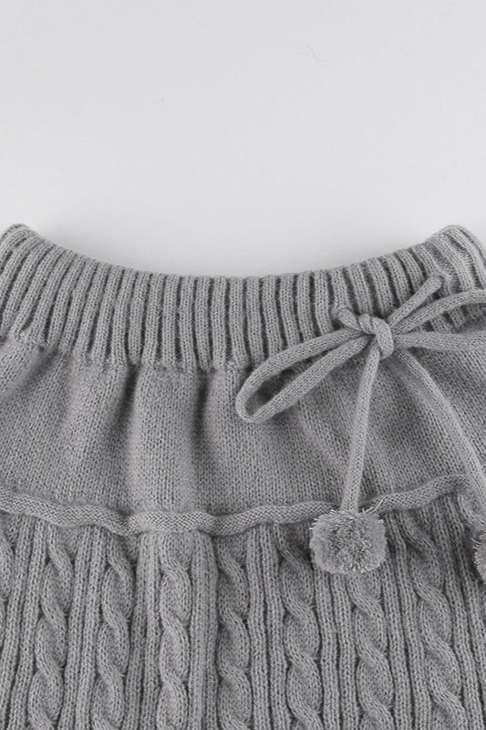 Cable Knit Pom Pom Trim Skirt