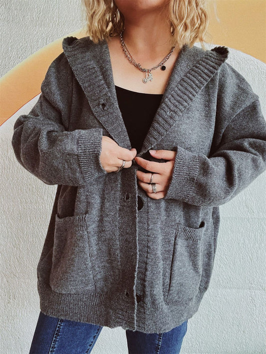 Beatrice | Long-sleeved cardigan with hood and dropped shoulders