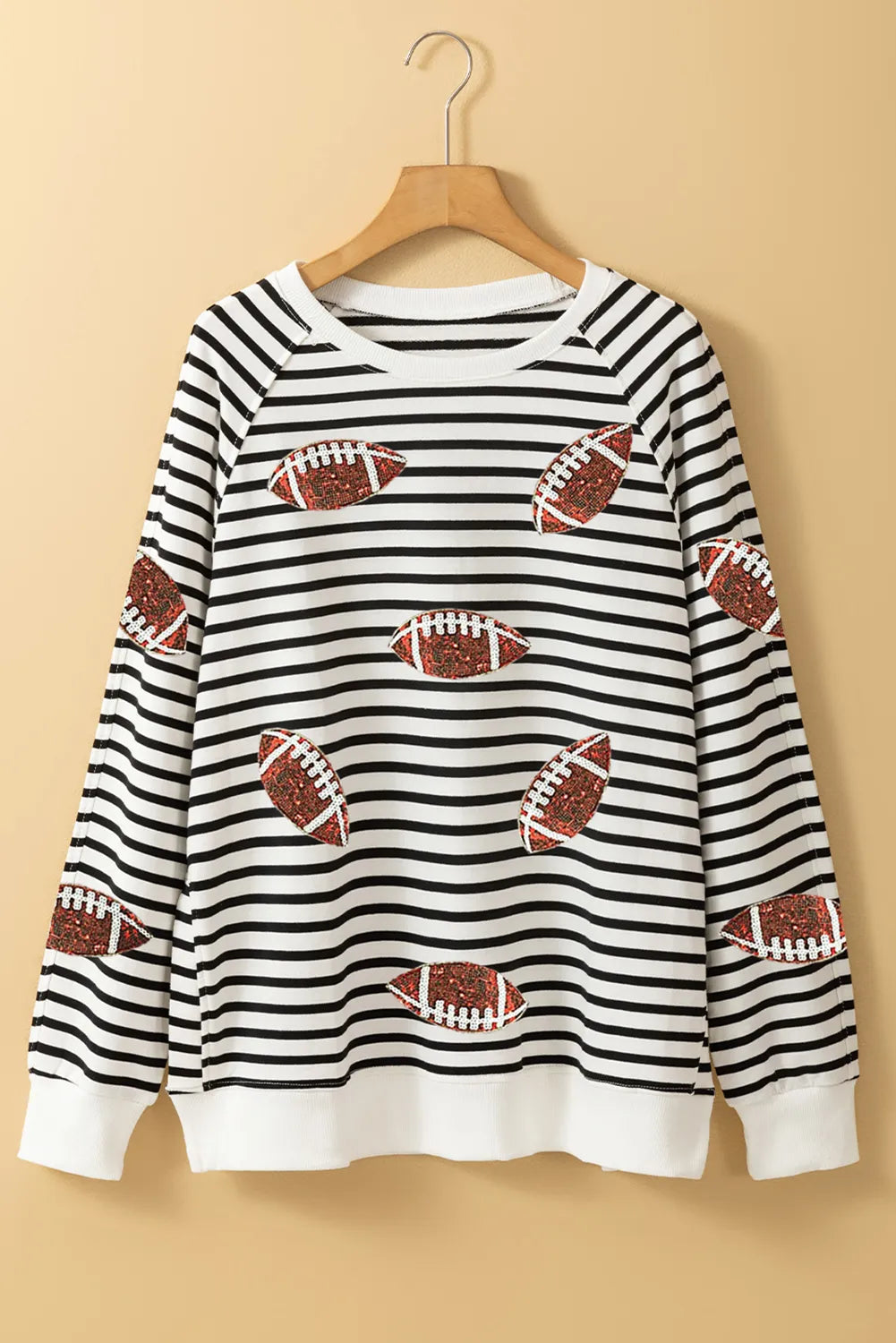 Petra | Striped sequin long-sleeved football sweatshirt