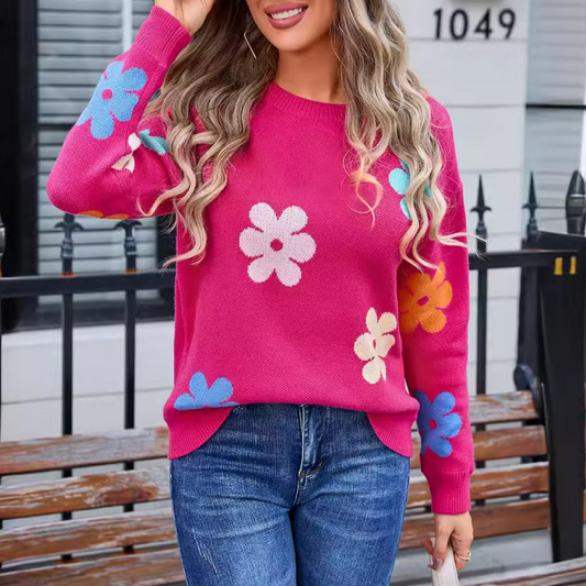 Vanesa | Knitted sweater with a floral pattern