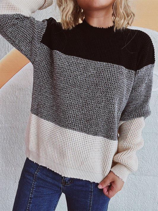 Emilie | Long sleeve sweater with a color block design