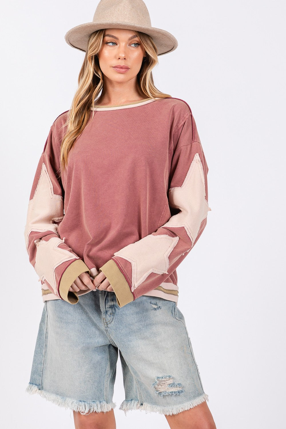 Wendy | SAGE + FIG French terry sweatshirt with star appliqué patch