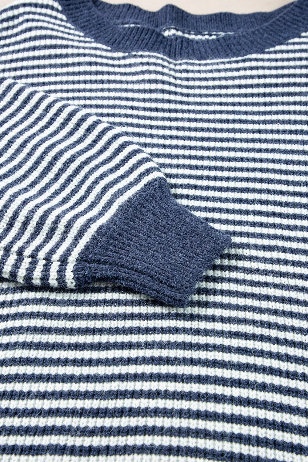 Stefania | Striped crew neck sweater with dropped shoulders