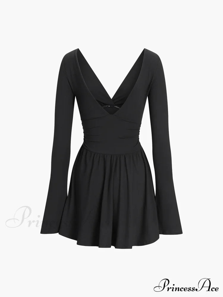 Effortless Plunge Graceful Skater Short Dress