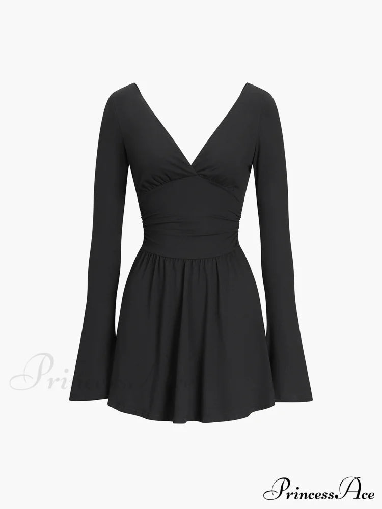 Effortless Plunge Graceful Skater Short Dress