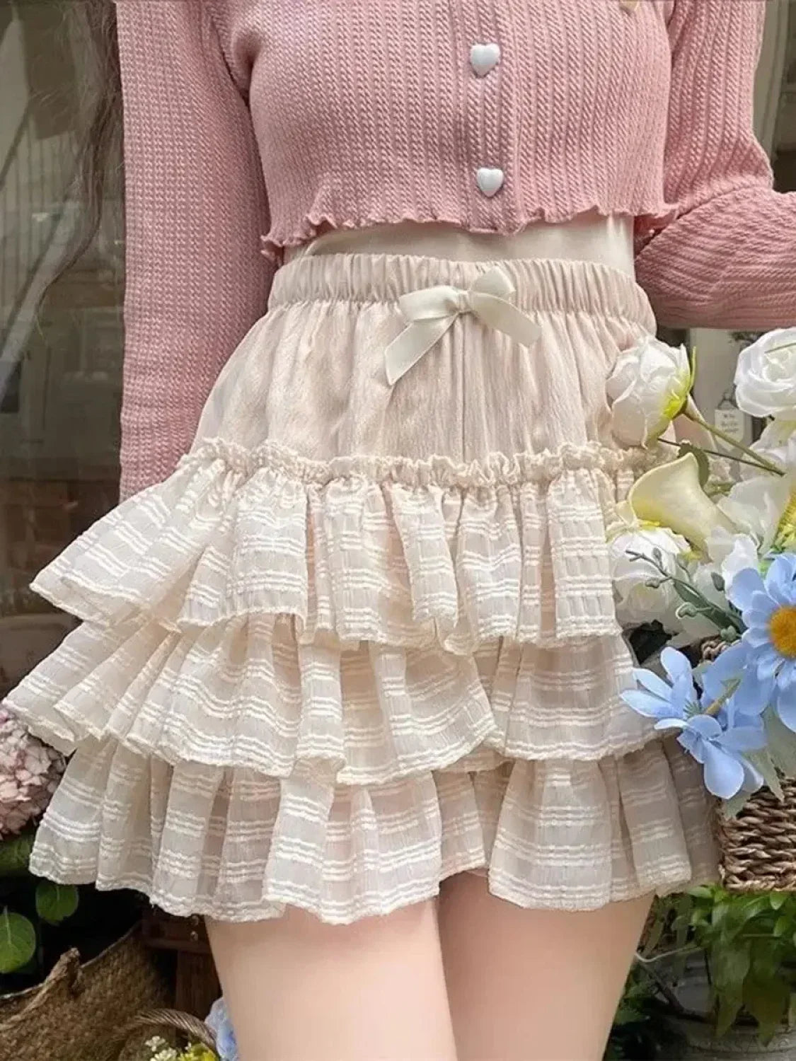 Elastic Waist Lace Skirt