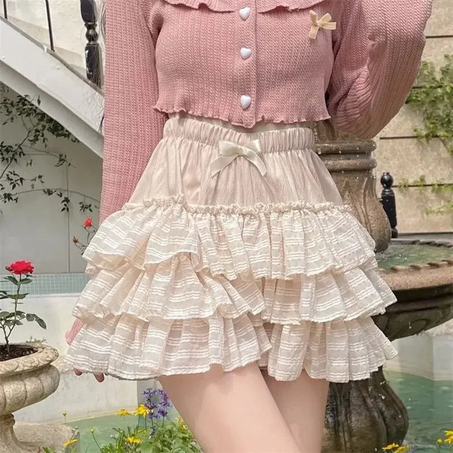 Elastic Waist Lace Skirt