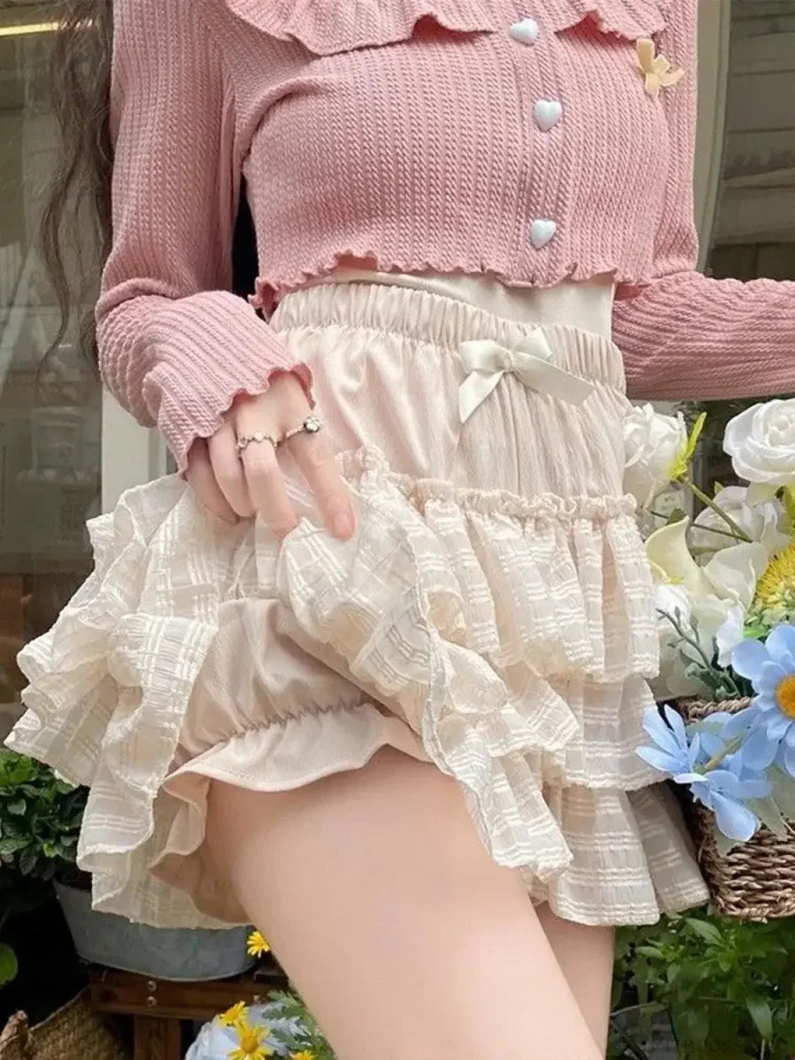 Elastic Waist Lace Skirt