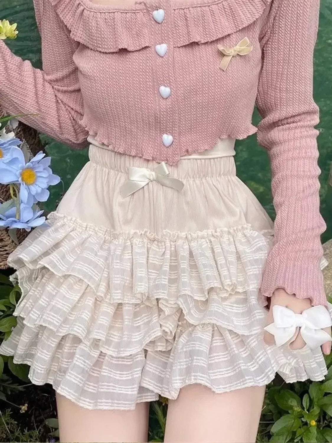 Elastic Waist Lace Skirt