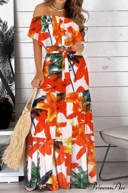 Elegant Bandeau Graceful Floral Maxi Dress