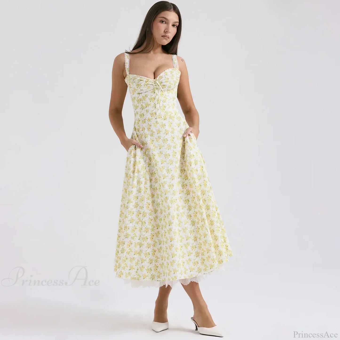 Elegant Floral Print Summer Midi Dress