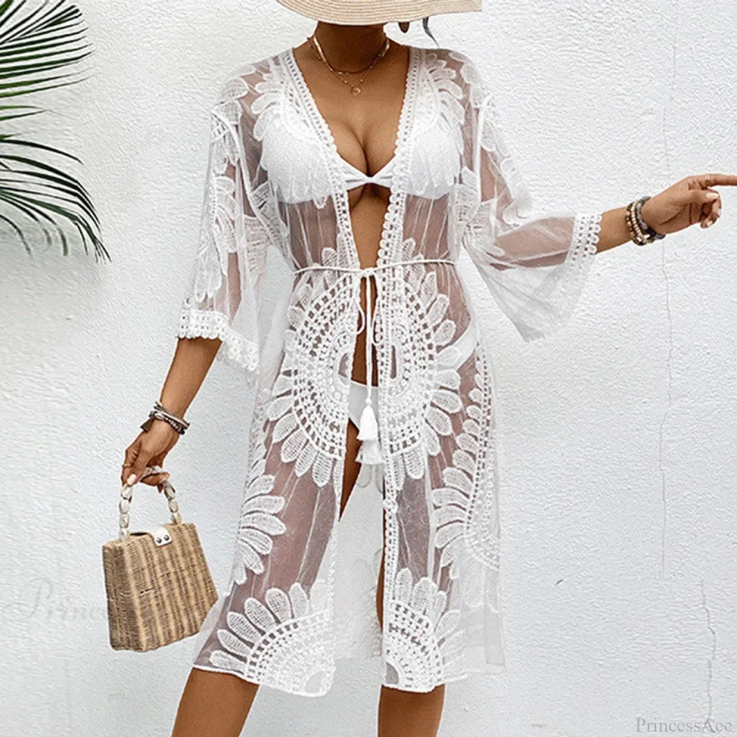 Elegant Lace-Up Beach Smock Cover Up