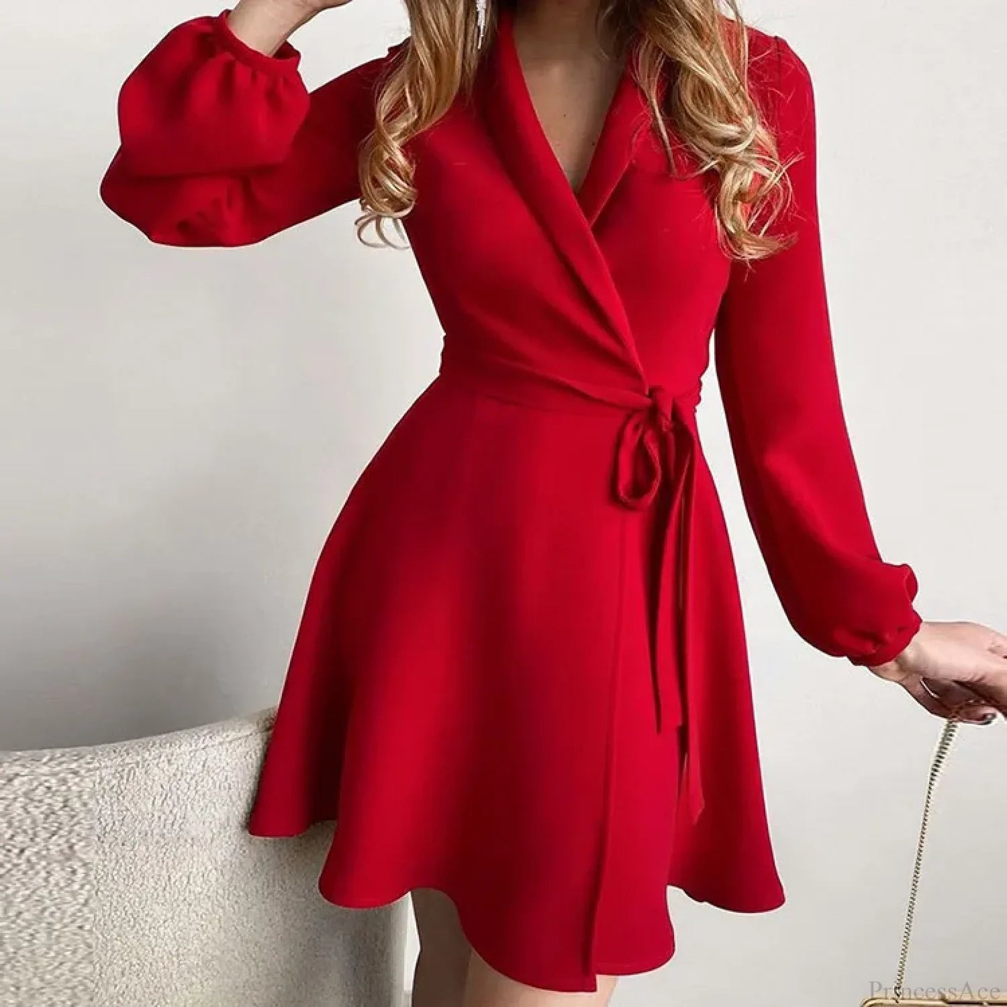 Elegant Slim Floral Polo Neck Women's Dress