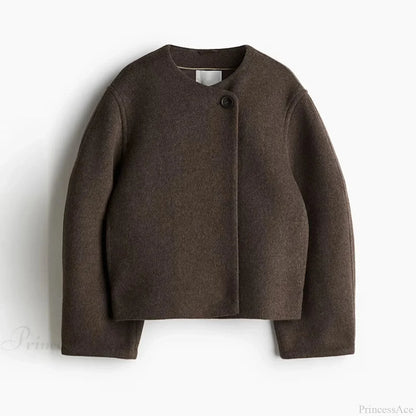 Elegant Solid Wool One Button Overcoat