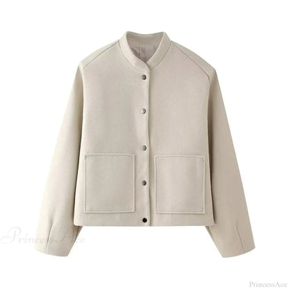 Elegant Solid Wool One Button Overcoat