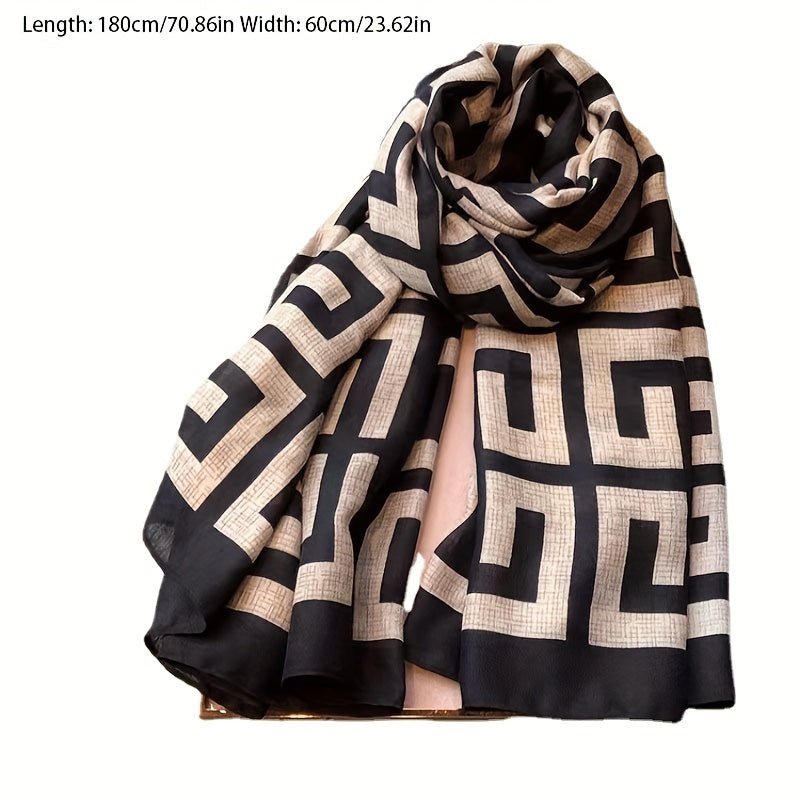 Nadia® | Elegant geometric print scarf, large soft, cozy and breathable scarf for autumn/winter, warm decoration, inelastic women's scarf